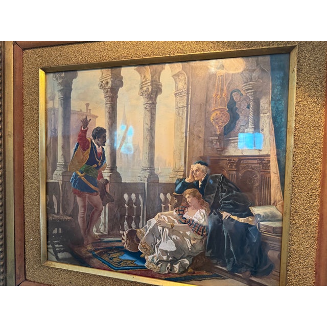 Late 19th Century Late 19th Century Othello Relating His Adventures to Desdemona Colored Lithograph or Print For Sale - Image 5 of 9