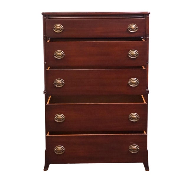 Mid 20th Century Huntley Furniture Solid Mahogany Traditional Duncan Phyfe Style 34" Chest of Drawers 1850 For Sale - Image 5 of 14