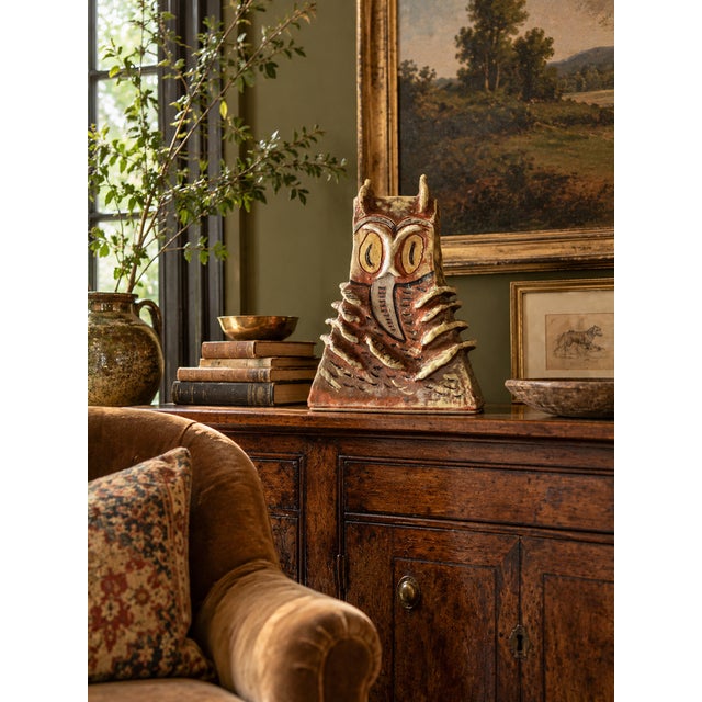 Contemporary Vintage Clare Holmberg Studio Pottery Owl Jar For Sale - Image 3 of 14