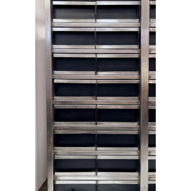 Mid 20th Century Large Industrial Burnished Steel Cabinet of Drawers For Sale - Image 5 of 13