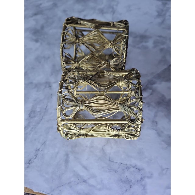 Brass Brutalist Wire Candle Holders For Sale - Image 9 of 9