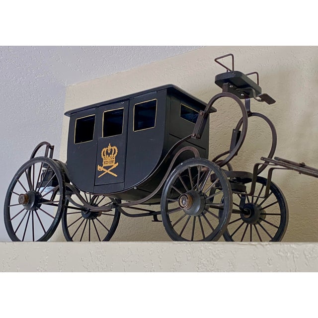 Monumental 39" Vintage German Handmade Wood & Iron Royal State Carriage Coach Model For Sale In Palm Springs - Image 6 of 14