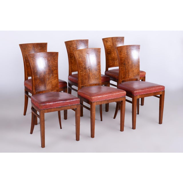 French Art Deco Chairs in Walnut, 1920s, Set of 6 For Sale - Image 3 of 12