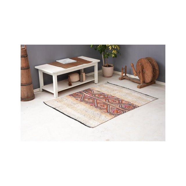 Vintage Decorative Turkish Kilim Rug - 4`1″ X 5`3″ For Sale In Los Angeles - Image 6 of 6