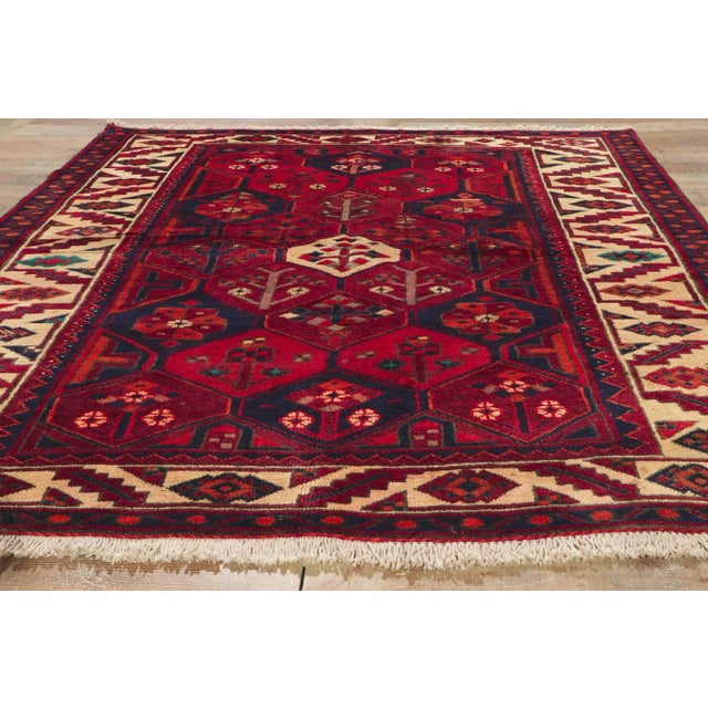 Red Vintage Persian Bakhtiari Rug - 06'00 X 06'07 For Sale - Image 8 of 10