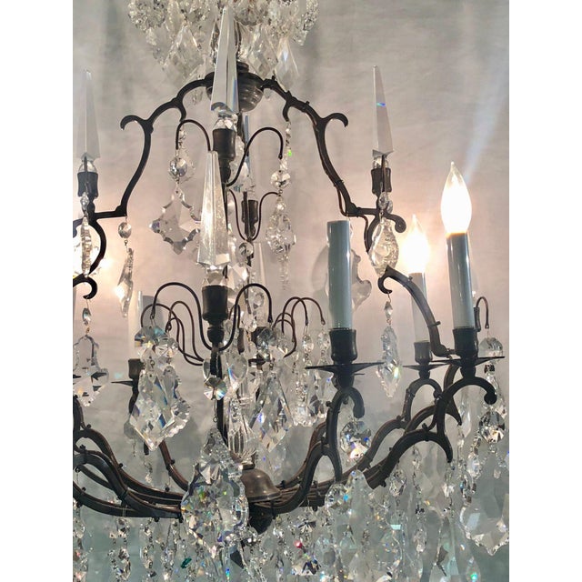Neoclassical 1960s Versailles Chandelier With Swarovski Strass and Crystal Pendants For Sale - Image 3 of 13