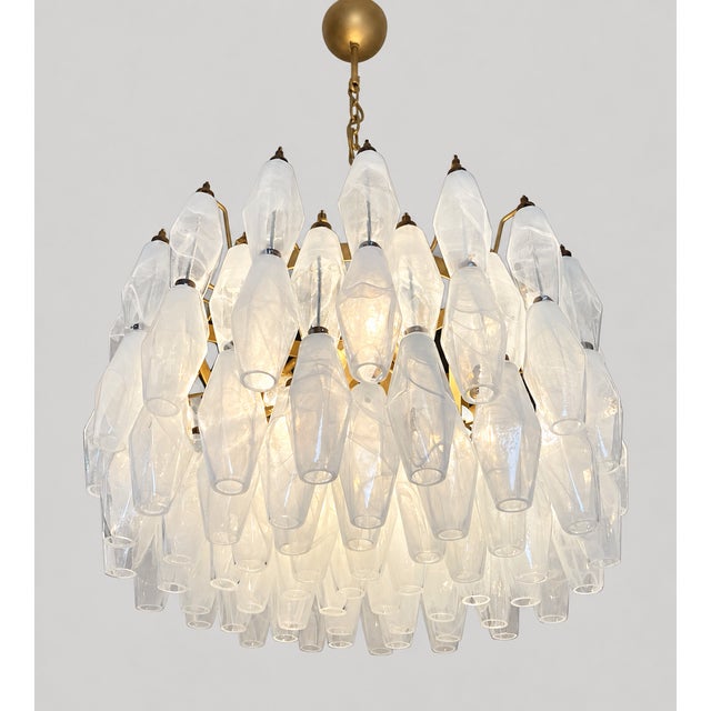 Contemporary Alabaster White Murano Glass Pendant Light with Polyhedrons from Justfurnituress SRL For Sale - Image 3 of 10