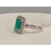 4 Carat Emerald Cut Colombian Emerald and Diamond Platinum Ring Estate For Sale - Image 16 of 18