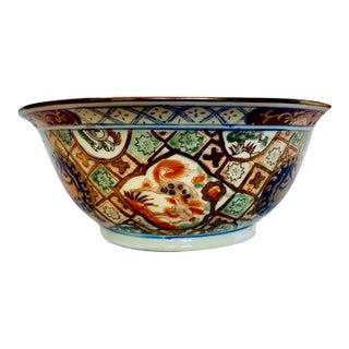 Mid-Century Chinese Porcelain Macau Hand Painted Decorative Imari Style Console Bowl For Sale