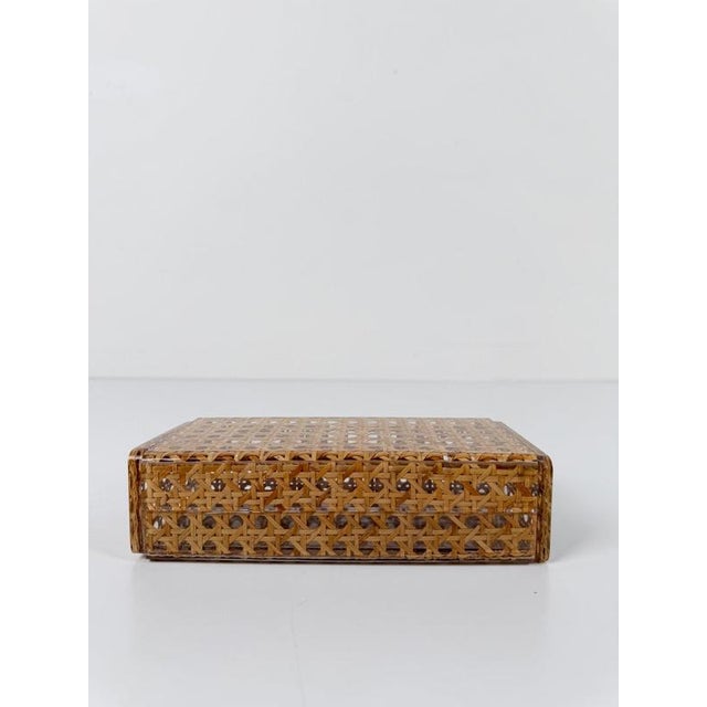 Wood Mid-Century Rectangular Box in Acrylic Glass and Cane Webbing in the style of Dior Home, 1970s For Sale - Image 7 of 18