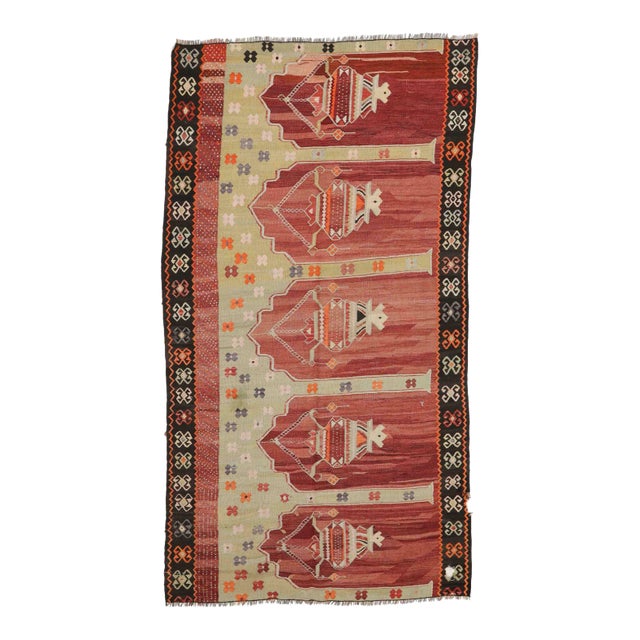 Vintage Turkish Prayer Kilim Rug For Sale