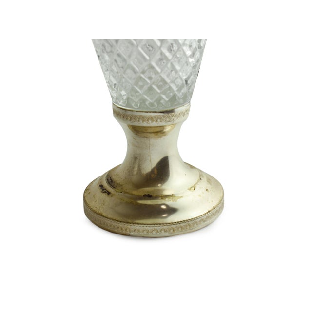 Vintage Victorian Italian Silver Plated Diamond Cut Pattern Glass Wine Decanter Claret Jug For Sale - Image 6 of 8