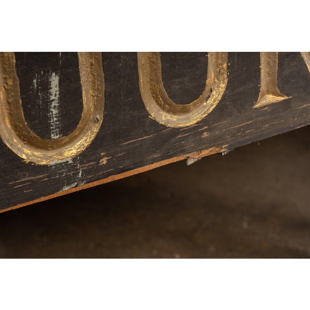 Antique Hand-Carved "Bookhout Funeral Home" Painted Wood Sign For Sale - Image 12 of 15