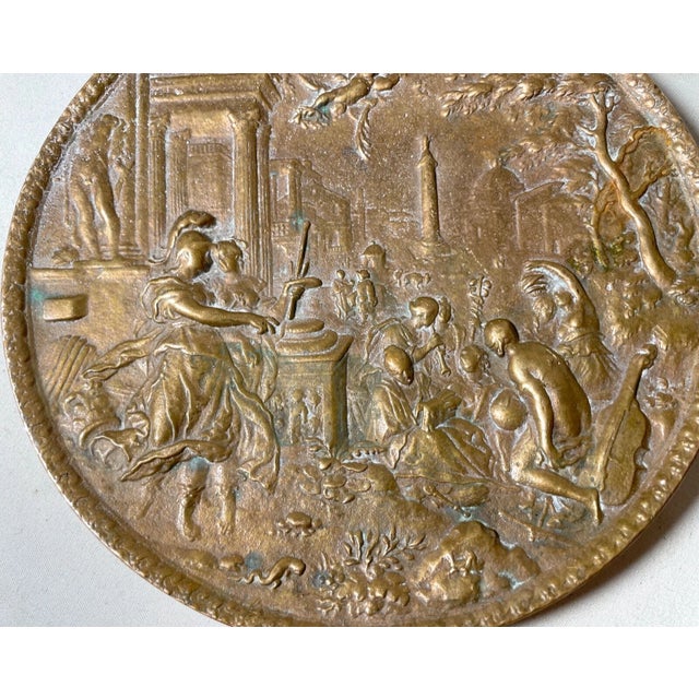Antique 1800's Solid Bronze Relief Wall Plaque Greek Roman Mythology Statue For Sale - Image 4 of 10