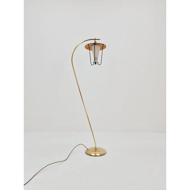 Mid-Century German Arc Floor Lamp in Brass, 1960s For Sale - Image 5 of 12