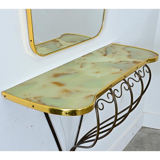 French Mid Century Mirror and Console Set For Sale - Image 13 of 17