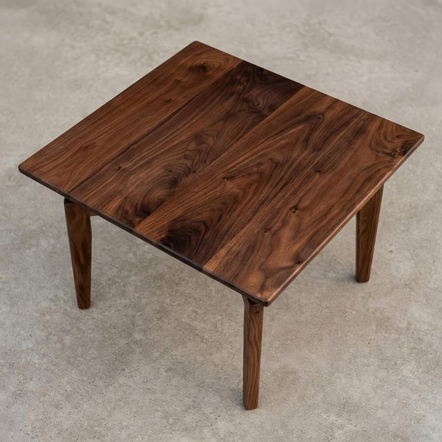 Solid Wood Coffee Table, Black Walnut Square Coffee Table, Handmade Sculptural Center Table For Sale - Image 4 of 10