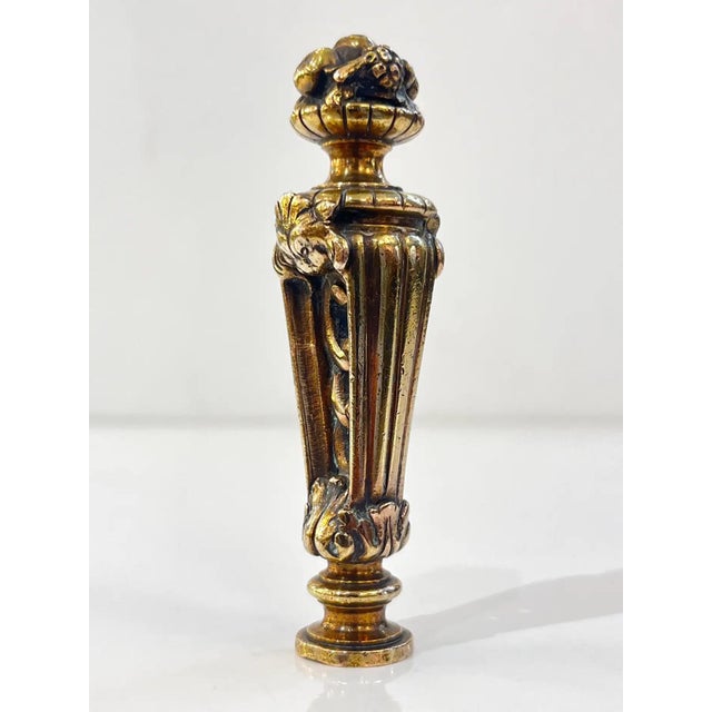 Antique French 1880s Fruits on Perforated Cast Bronze Blank Round Wax Seal Stamp For Sale - Image 4 of 11