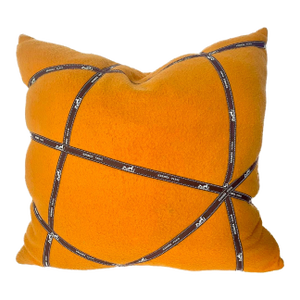 Vintage Orange & Hermes Ribbon Pillow