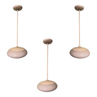 1960s Mid Century Modern Saucer Hanging Lights - Set of 3 For Sale