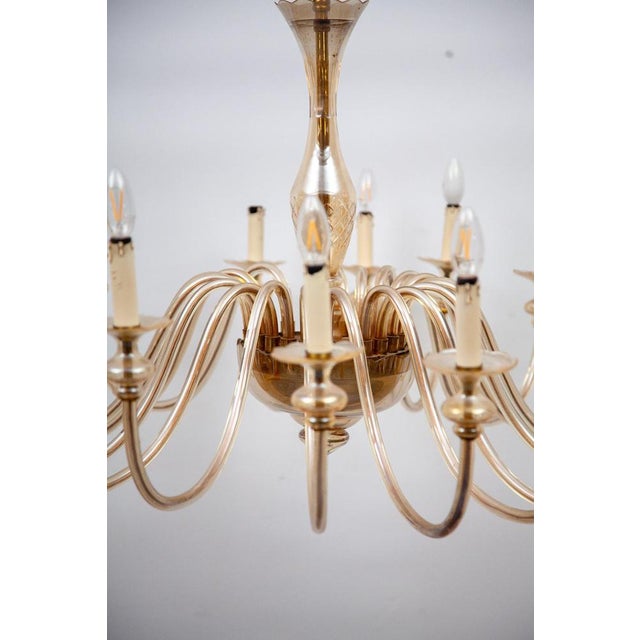 Large 24-Arm Amber Murano Glass Chandelier, 1950 For Sale - Image 6 of 17