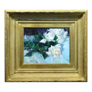 Eric Wallis "Roses" Original Oil Custom Framed Board Hand Signed For Sale