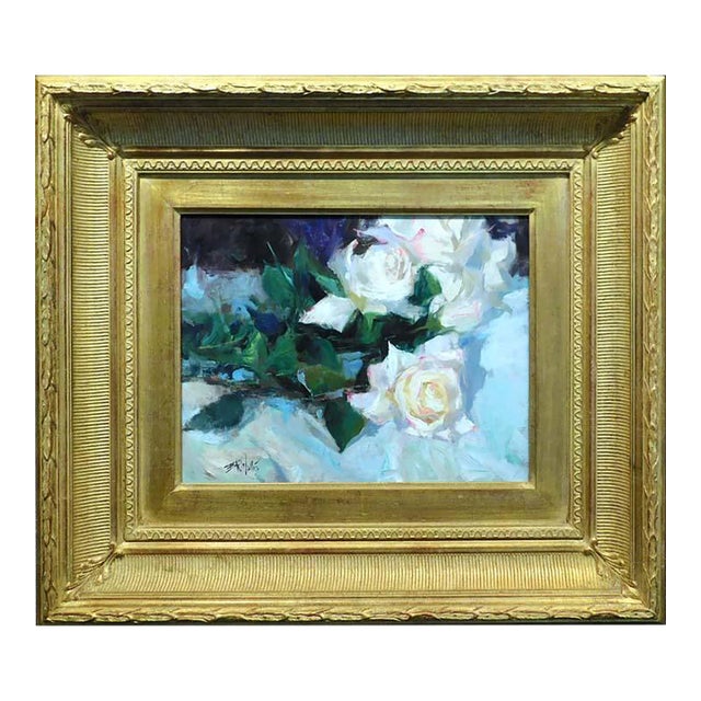 Eric Wallis "Roses" Original Oil Custom Framed Board Hand Signed For Sale