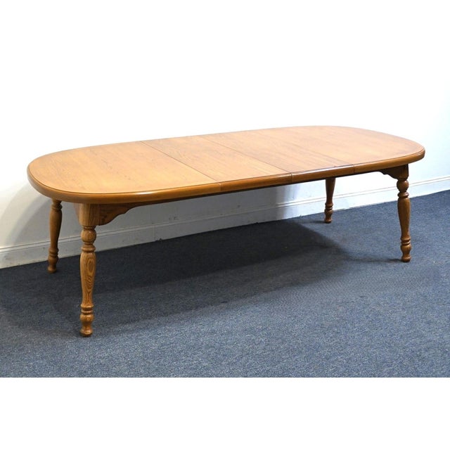 French Country Thomasville Furniture Homecoming Collection Solid Oak Rustic Country Style 96" Dining Table 43821-762 For Sale - Image 3 of 13