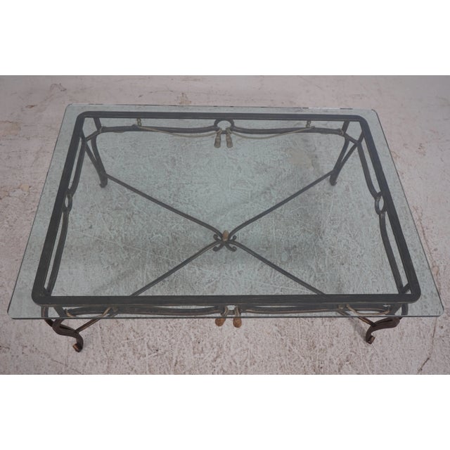 Regency Style Iron Base Tassel Design Coffee Table For Sale - Image 10 of 14