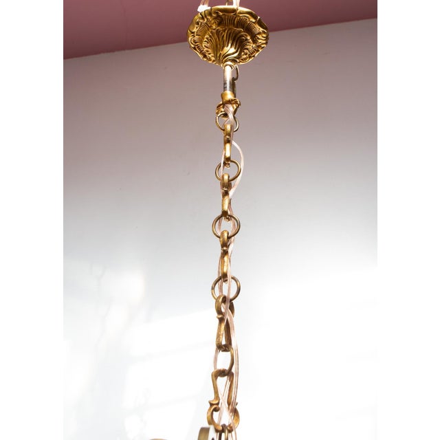 Metal French Brass Chandelier with 3 Arms and Crystals, 1940s For Sale - Image 7 of 12