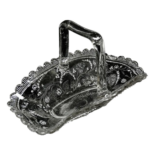 Art Nouveau Basket from Ząbkowice Glassworks, Poland, 1930s For Sale