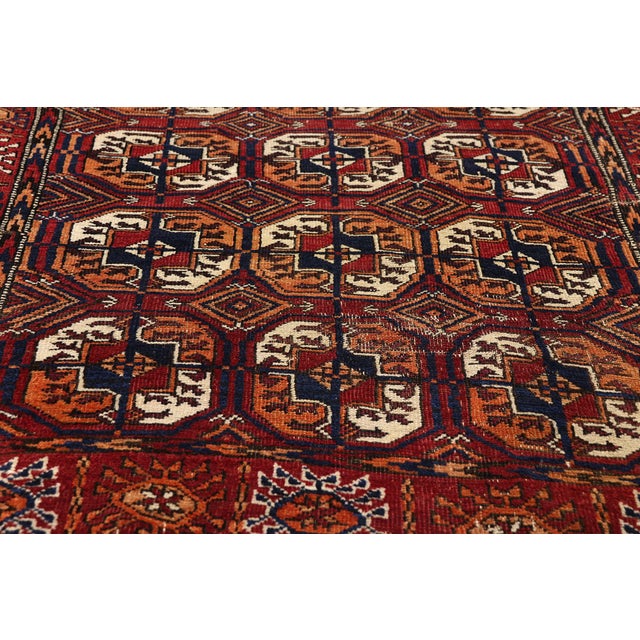 Mid 20th Century Vintage Persian Turkoman Rug, 03'03 X 04'09 For Sale - Image 5 of 10