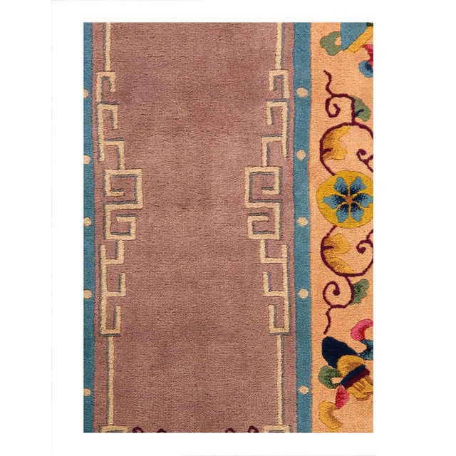 A beautiful antique Art Peking Chinese hand-knotted wool rug with a Light brown field. This rug has a Gold frame, , Beige,...