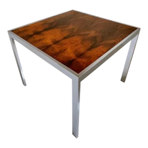 1970s Rosewood and Chrome Side Table in the Style of Florence Knoll