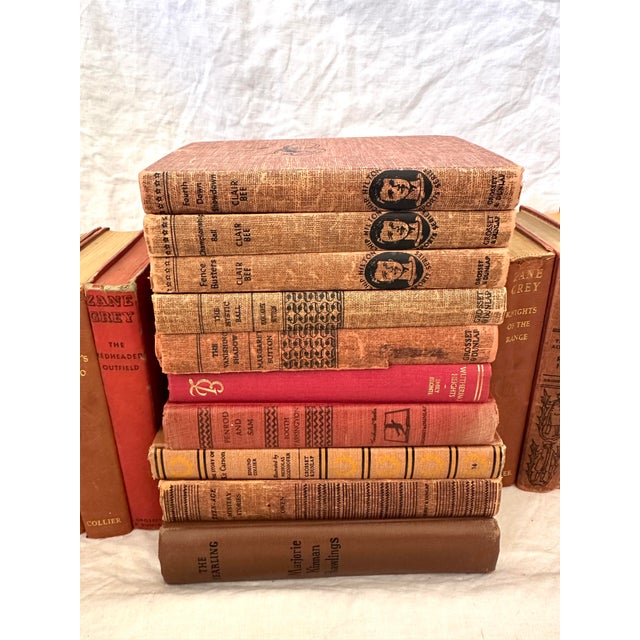 Group of 20 Assorted shades of red antique books perfect for any bookcase to add some color. Great for staging. 5 x 8.5...