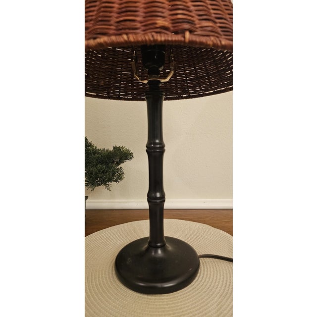 Mid-Century Modern Vintage Rattan Table Lamp For Sale - Image 3 of 9