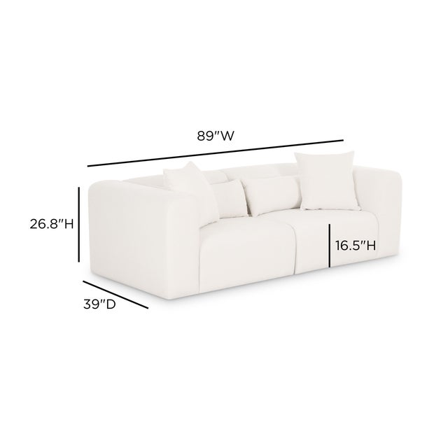 Tarra Cream Chenille Modular Loveseat For Sale - Image 4 of 5