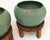 Pair of Vintage Mint Green Ceramic Planters on Wrapped Wood Stands For Sale - Image 12 of 17