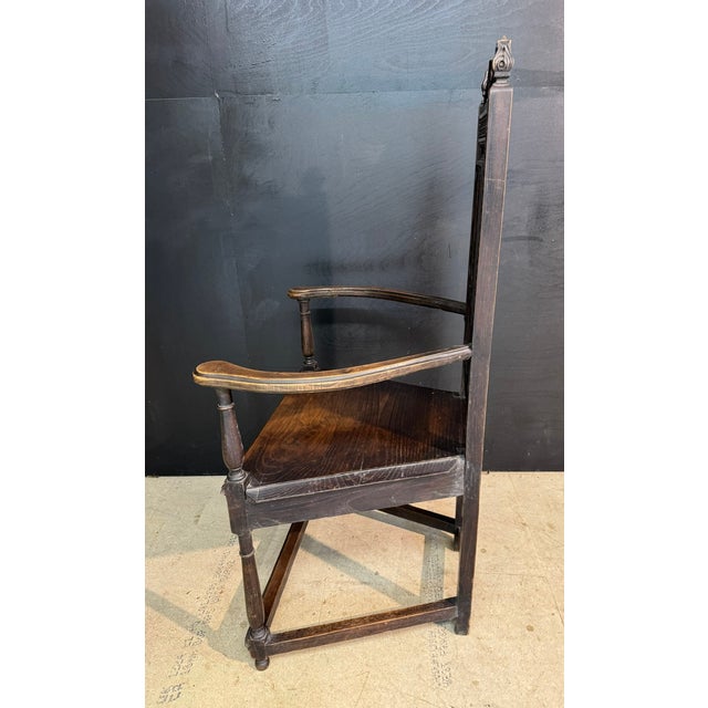 Late 19th Century Carved Oak Wainscot Arm Chair, 1880 For Sale - Image 5 of 9