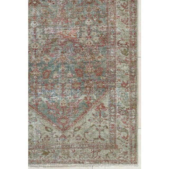 Vintage Malayer Runner Rug c1930 Dimensions: 3'5" x 13'1" Colors: Khaki, olive, brick, peach Material: Wool Pile: Low...