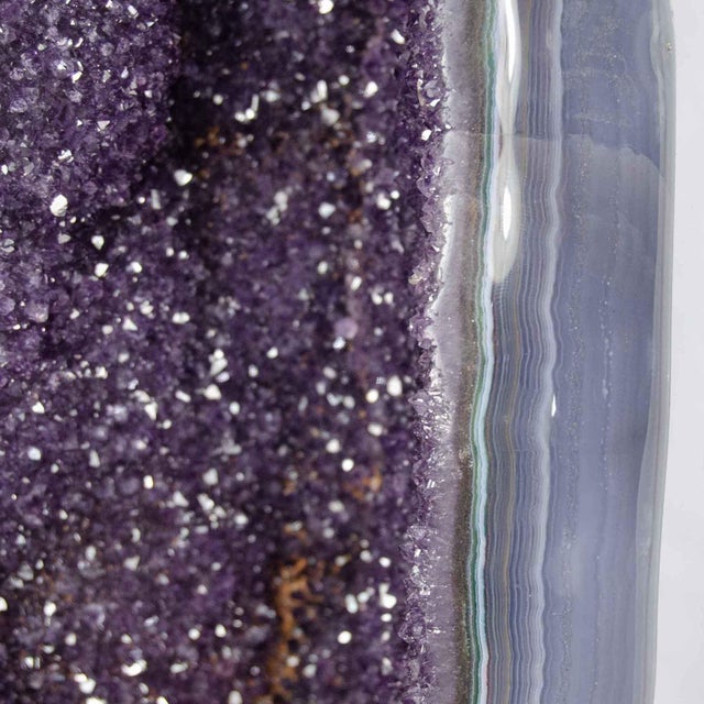 2020s Amethyst Crystal Cluster, Agate Edge For Sale - Image 5 of 10