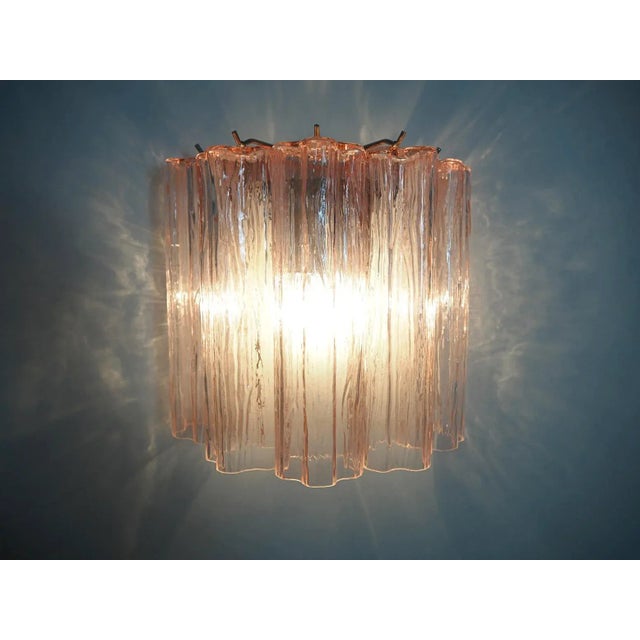 2010s Murano Pink/Rose 5 Rose/Pink Glass Tube Wall Sconces - a Pair For Sale - Image 5 of 11