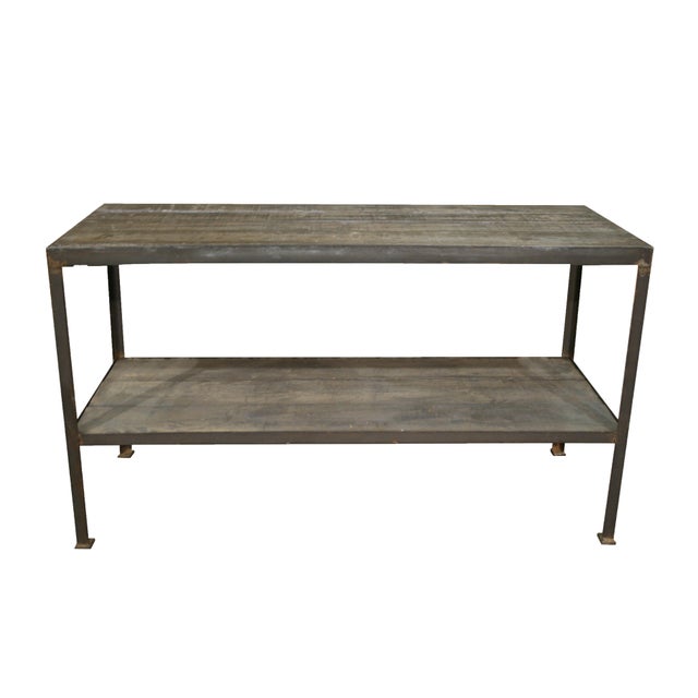 Mid Century Wood & Iron Work Table With Lower Shelf Chairish