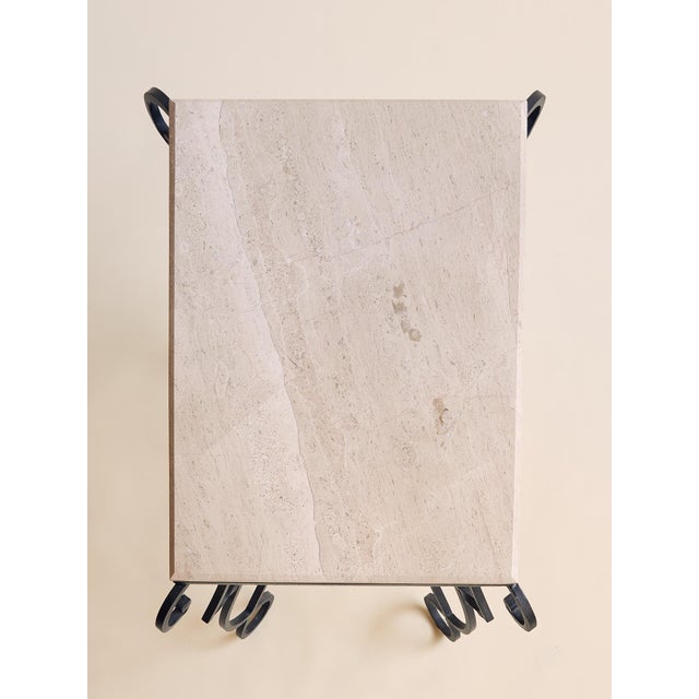 The Vintage Granite Iron Scroll Console Table For Sale In Chicago - Image 6 of 10