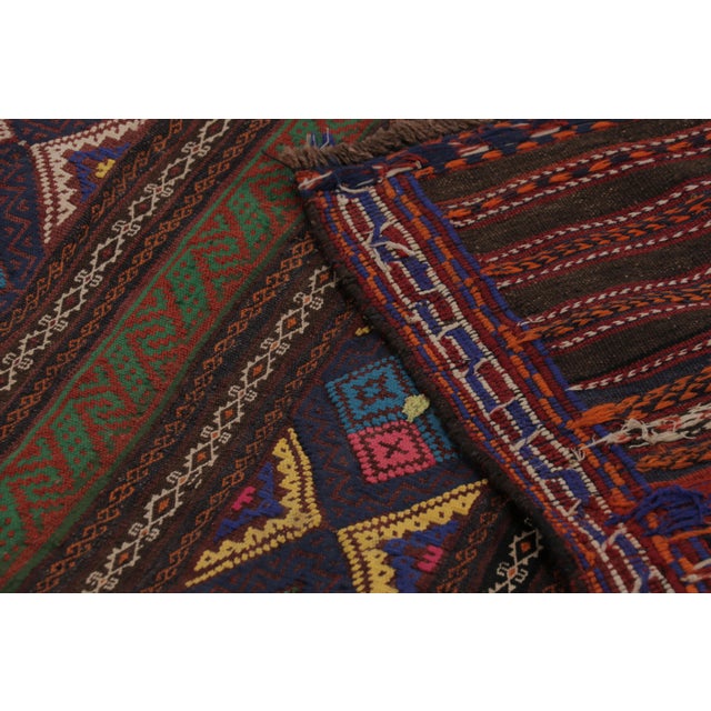 Textile Vintage Persian Soumak Kilim, Rich Ground With Jewel Tone Motifs - Rug & Kilim For Sale - Image 7 of 7