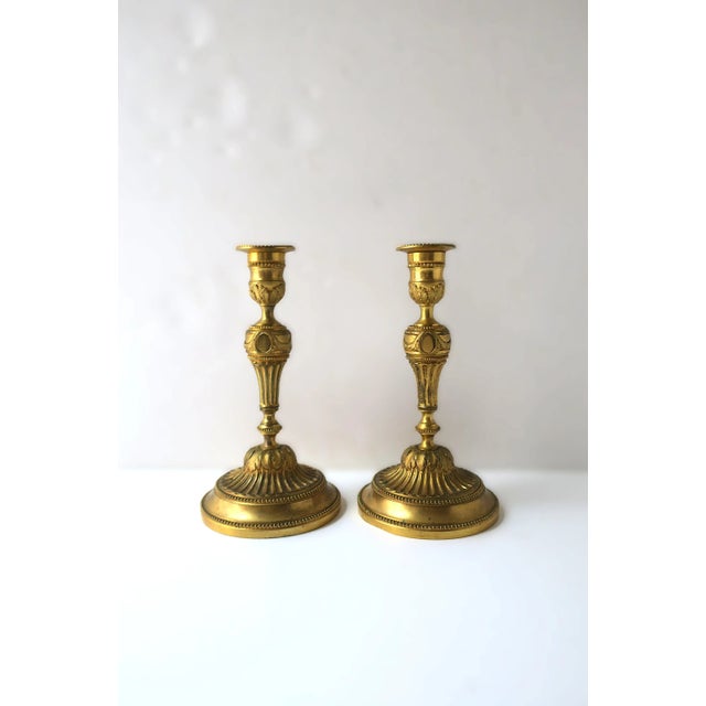 French Gold Gilt Bronze Candlesticks Holders, 19th Century, Pair For Sale - Image 9 of 13