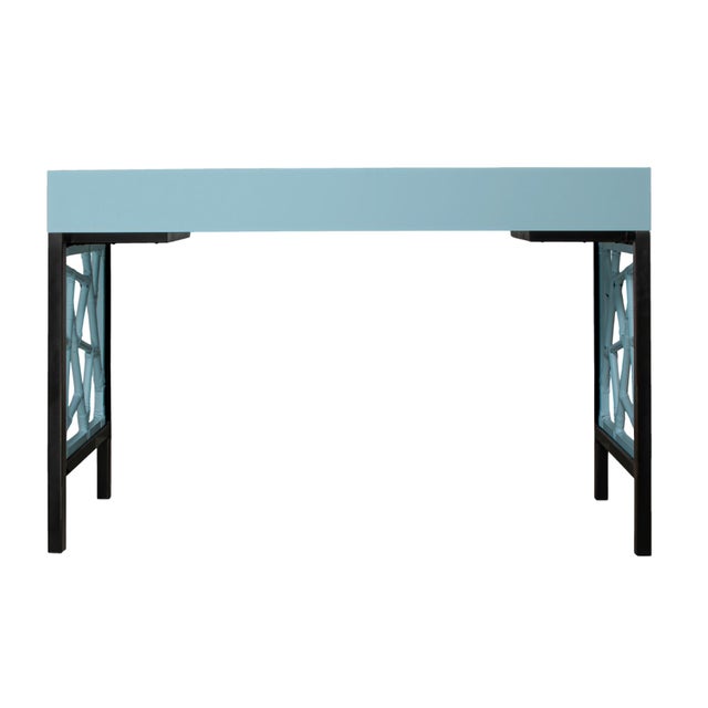 Wood Tiffany Writing Desk - Pool Blue For Sale - Image 7 of 9
