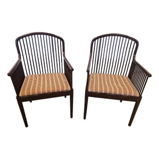 Stendig Davis Allen Andover Chairs With Maroon Striped Upholstery - A Pair For Sale