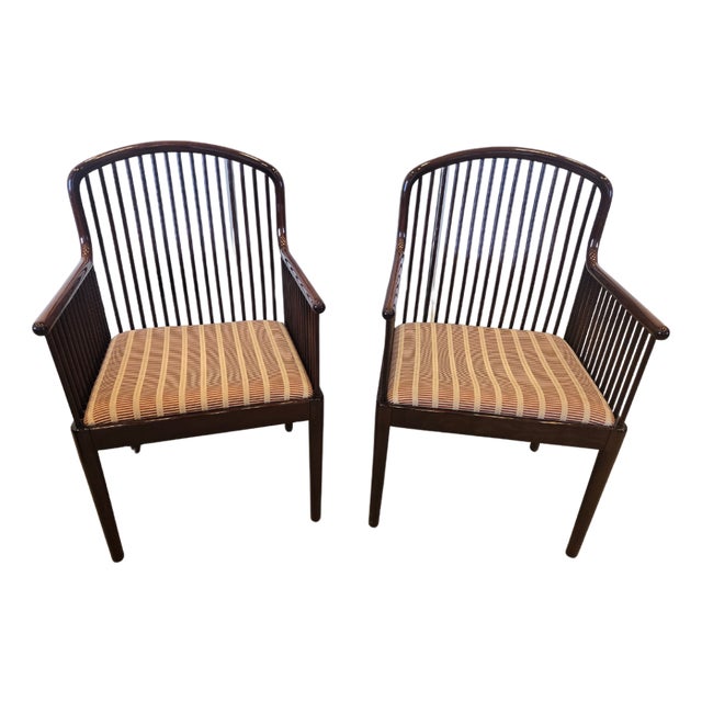 Stendig Davis Allen Andover Chairs With Maroon Striped Upholstery - A Pair For Sale