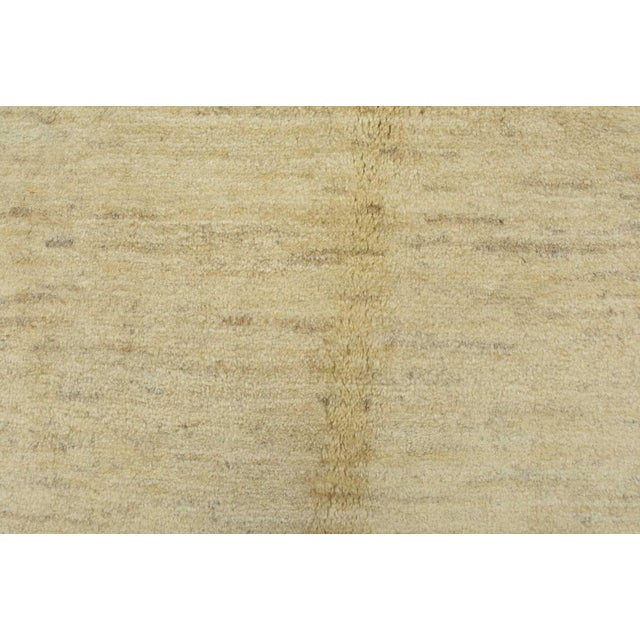 Ivory Gabbeh Rug 4’11” X 6’5” Ivory Wool Vintage Tribal Hand-Knotted Carpet For Sale - Image 8 of 12
